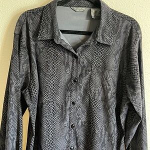 Solutions New York charcoal Grey Snakeskin Print Shacket Size XL